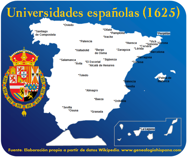 Universidades de España en 1625